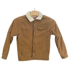 Brooklyn Cloth Mens Sherpa Lined Corduroy Trucker Jacket Brown Tan Size M